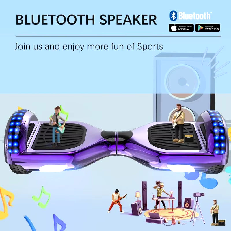 Hoverboards for Kids and Adults 6.5 Inch, Segways with Bluetooth - Speaker - Colorful LED Lights, Hover Board Gift for Kids