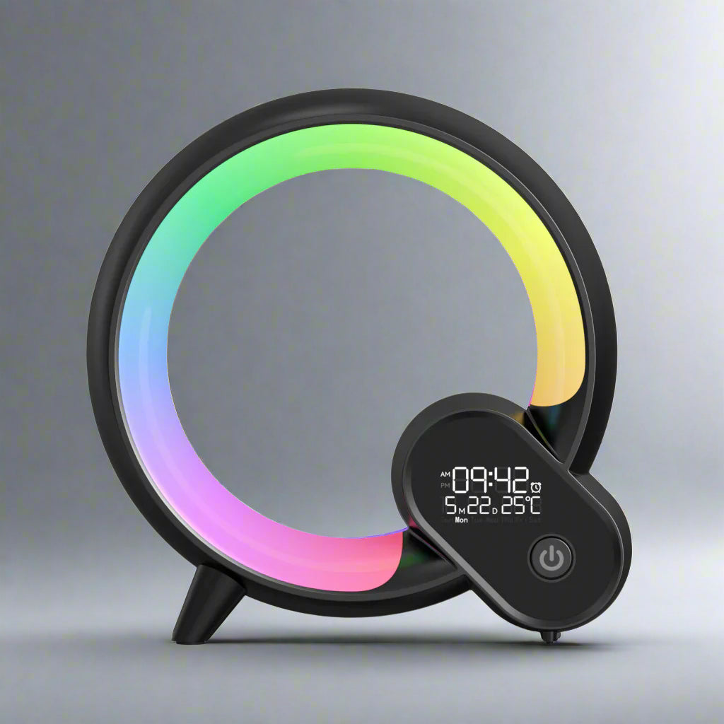 Creative Q Light Analog Sunrise Digital Display Alarm Clock Bluetooth Audio Intelligent Wake-Up Q Colorful Atmosphere Light