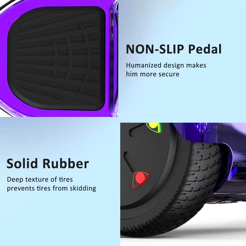 Hoverboards for Kids and Adults 6.5 Inch, Segways with Bluetooth - Speaker - Colorful LED Lights, Hover Board Gift for Kids