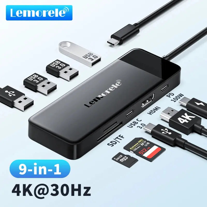 9 Ports USB C Hub Docking Station Adapter - MATRIX-LOOP