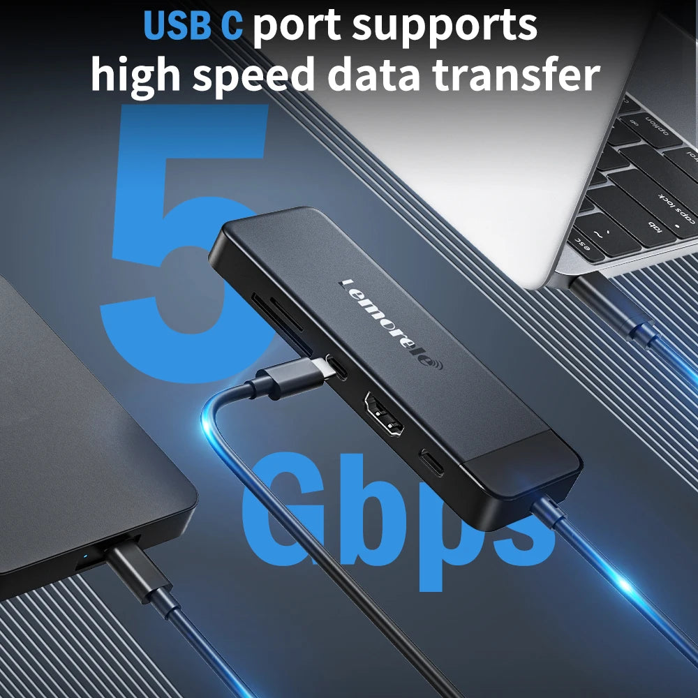 9 Ports TC92 USB C Hub Type C Docking Station Adapter 4K 30Hz HDMI 100W PD with SD/TF Card Slot for Macbook Laptop